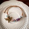 Pulseira de Corda com Contas Cerâmicas Redondas de Borboleta Antiga Estilo Étnico de Nicho Moda Celebridade da Internet Elegante Joia de Alta Qualidade para Mulheres