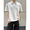 Camisa Polo Bordada Floral para Hombre Manga Corta Estilo Veraniego Rebelde Atractivo Camiseta Negra Pesada Americana Cuello Solapa Media Manga