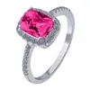 Desejo Hot Selling Multicolor Color Treasure Ring Europeu e Americano Comércio Exterior Clássico Quadrado Anel de Noivado com Diamante Banhado a Prata 925 Joias para as Mãos