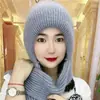 Sombrero de Mujer Otoño e Invierno Moda Sombrero Bufanda Integrado Cálido de Invierno Cortavientos Algodón Forrado de Lana Sombrero para Montar