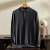 Camisa polo lisa 100% caxemira pura, roupa de negócios de luxo para homens em caxemira, suéter de malha de caxemira com mangas compridas