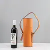 Caja decorativa moderna de lujo ligero de alta gama, cilindro de cuero portátil para vino, para sala de estar, recibidor, estudio, hotel y decoración del hogar
