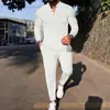 Amazon American Cruzamento de Fronteira Primavera e Outono Masculino Waffle Gola Henley Calça Camiseta Waffle de Manga Longa Terno Casual