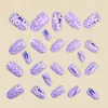 Unhas Postiças Ponto Roxo Lavanda, Oval Curto 24 Peças Moda Europeia e Americana