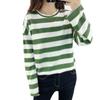 Transfronterizo 2020 Otoño nuevo top moda hip hop ins camiseta de manga larga para mujer a rayas holgada rojo neto súper popular camisa básica