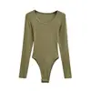 Body Sexy Ajustado Elástico sin Espalda para Mujer, Camiseta de Manga Larga Primavera/Verano, Estilo Americano Ins