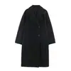 ZA Ropa de Mujer de Comercio Exterior Transfronterizo Europa AliExpress Venta Caliente Abrigo de Lana de Solapa de Doble Botonadura Largo Otoño Invierno