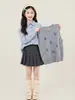 Conjunto de Chaleco Otoñal para Niñas Medianas y Grandes Nueva Ropa Infantil Niñas Camisa de Manga Larga Chaleco de Punto Conjunto de Dos Piezas Moderno
