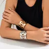 Joyería Transfronteriza Europea y Americana, Pulsera Ancha de Cruz Simple Estilo Punk Exagerado, Pulsera Abierta Brillante Personalizada de Nicho