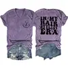 En Mi Época de Estilista de Cabello Amazon Ebay Sitio Independiente Camiseta Casual de Moda para Mujer con Cuello en V y Mangas Cortas