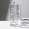 Florero Redondo Recto de Estilo Simple de Vidrio Meteoro Glaciar Transparente con Adornos de Rosa y Lirio para Sala de Estar