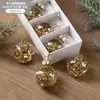 Bola de Natal Enfeite de árvore de Natal Bola de Natal de vidro transparente Floco de neve Bola de Natal brilhante Decoração de Natal Bola pendurada com lantejoulas Embalada em caixa