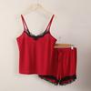 Pijamas Europeos y Americanos de Gama Alta Transfronterizos, Pijama de Tirantes Sexy Delgado de Verano, Conjunto de Dos Piezas, Ropa de Casa con Ribete de Encaje