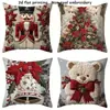 Navidad Festividad Cálido y Acogedor Árbol de Navidad Papá Noel Muñeco de Nieve Elemento Temático Fiesta Funda de Almohada Venta al por Mayor Transfronteriza