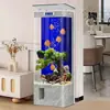 Aquário de Vidro Vertical para Sala de Estar, Uso Doméstico, Máquina Integrada de Filtração e Oxigenação de Chão com Gabinete, Aquário Sem Troca de Água