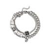 Collar europeo y americano Hip Hop SUN Collar de perlas reflectantes Collar de acero inoxidable Cadena de clavícula de perlas Collar de pareja Acero de titanio