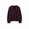 Novedades para otoño e invierno 2026: Suéter de lana peinada de manga larga con cuello de tijera de 18 hilos, suéter de lana peinada de seda y cachemira para mujer, Puyuan
