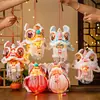 Linternas del Festival de Medio Otoño, kits de manualidades DIY de danza del león resplandeciente, linternas portátiles tradicionales de danza del león para niños, mercancía de puesto
