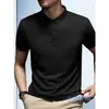 Polo Masculino Novo Gola Lapela Cor Sólida Manga Curta Verão Respirável Casual Business Tendência Americana Retrô Top de Manga Curta