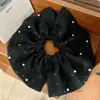Anillo para el Cabello de Malla con Puntos de Ola y Cuentas Cuerda para Cola de Cabello de Moda de Verano Flor para la Cabeza Estilo Coreano Cuerda para el Cabello Retro Tendón de Goma Mujeres