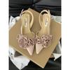 Sandalias Negras Cerradas de Punta Estilo Francés con Flores, Zapatos de Hada, Nuevos Planos para Eventos Sociales Primavera/Verano 2026