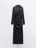 Vestido midi decorativo plisado nuevo en stock para mujer de comercio exterior europeo y americano estilo AliExpress
