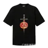 Comércio Exterior Transfronteiriço Em Estoque Derreter Conector Estilo Americano Marca Tendência High Street Retro Estampa Líquida Camiseta Casual Solta de Manga Curta