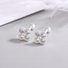 Brincos de pino de flor elegantes estilo coreano celebridade online doce luxo leve requintado com diamantes incrustados brincos estilo frio fornecimento de comércio exterior atacado