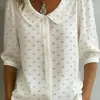 Nova Camisa Europeia e Americana Cruzada Amazon Primavera/Verão 2026 Solta Casual Vintage Botão Bordado Floral Manga Média