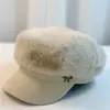 Novo Chapéu Octogonal de Pelo de Vison para Mulheres, À Prova de Frio e Quente para o Inverno, Elegante Chapéu de Pintor, Afina o Rosto, Boina Versátil e Fashion