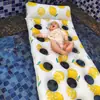 Fila Flotante de Malla Inflable de PVC Cueva para Nadador Cama Asiento para Nadar Drenaje Superior Reclinable de Ocio Fila Flotante con Patrón de Limón
