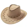 Chapéu de Cowboy Ocidental para Viagem ao Ar Livre Lazer Chapéu de Sol Masculino e Feminino Camurça Sintética Proteção Solar de Verão Chapéu de Cavaleiro Fresco