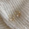 Aretes de Gancho para Oreja Perla de Agua Fresca Pan al Vapor Francés Pendientes de Tacón Alto Temperamento Femenino Moda Combinan con Todo Pendientes Diarios Chapado en Cobre Oro Real