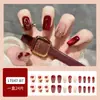 Uñas postizas hechas a mano de alta gama, tridimensionales, doradas y con incrustaciones de diamantes, 24 piezas, elegantes y favorecedoras