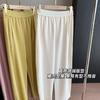 Pantalones Casuales Rectos de Pierna Ancha de Tiro Alto de Capa de Aire de Cupro Elástico en Cuatro Direcciones Ligeros para Mujer Otoño T0831A