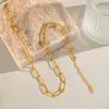 Collar de Acero Inoxidable y Acero de Titanio Estilo Normcore Europeo y Americano Combinación Elegante Cadena Impermeable y Resistente a la Decoloración para Mujer