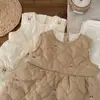 Vestido Chaleco para Niña Estilo Nuevo Otoño e Invierno Chaleco Acolchado con Bordado de Conejo para Bebé Falda Exterior Versátil