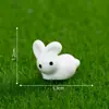 Terrário de musgo, adorável figura em miniatura de coelho branco, acessórios fofos de decoração DIY para paisagismo de jardim, pequenos enfeites de mesa