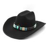 Sombrero nuevo de lana de Amazon Sombrero de regalo Western Denim sombrero de pareja para hombres y mujeres sombrero de copa estilo étnico rizado