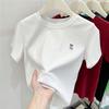 Camiseta de Manga Corta para Mujer con Diseño Único de Cuello Redondo y Tops Holgados de Nuevo Estilo Europeo 2023