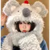 Bonito Sombrero de Peluche de Pingüino con Orejas Móviles para Mujer en Invierno, Forrado de Felpa, Engrosado, Cálido y que Muestra la Cara, Sombrero Lei Feng Pequeño Protector de Oídos