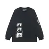 Melancolía Rico Segunda Generación Erd Boceto Graffiti Transfronterizo Nueva Moda Urbana Marca Casual Holgada Camiseta de Manga Larga con Estampado para Otoño