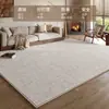 Alfombra de sala de estar en color crema estilo vintage, lavable y limpiable con paño, alfombra de dormitorio estilo retro chino, alfombra para mesa de café, engrosada y antideslizante