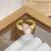 Anel Aberto Flor Borboleta Esmaltado Colorido Vintage para Mulheres, Anel de Luxo Leve de Nicho Retrô
