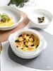 Bol de Hueso Doble Asa Bol para Cocinar al Vapor Bol para Fideos Horno de Microondas Horno de Cocción Bol para Freidora de Aire Bol de Sopa Doble Asa Hogareño