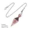 Pêndulo de Cristal Transfronteiriço com Pedra Triturada e Resina, Cor Cobre Vermelho Antigo, Cone Hexagonal de Ponta Única, Acessório de Yoga Meditação, Pêndulo de Frequência Ajustável