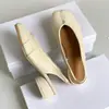 Sandalias de Piel de Oveja con Espalda Descubierta y Punta Cerrada para Mujer, Zapatos de Ballet de Cuero Genuino de Diseño de Nicho, Sandalias de Tacón Grueso, Zapatos de Pezuña de Cerdo con Separación de Dedos