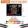 ¡Guau, set de 72 marcadores acrílicos de doble punta, pluma de punta suave para pintura DIY en piedras y cerámica, material de arte para niños