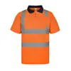 Roupas de Trabalho Refletivas Camiseta de Alto Brilho Camisa para Noite Verão Respirável Canteiro de Obras Polo Refletivo