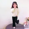 Conjunto de Cardigan de Pelúcia com Contas Estilo Coreano para Meninas Outono Inverno 2026 Nova Moda Infantil Conjunto Elegante de Duas Peças para Menininhas
